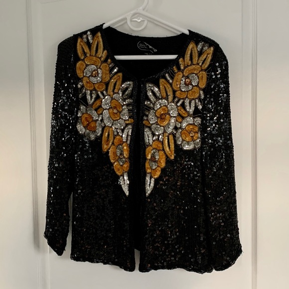 ~VINTAGE~ Jean for Joseph Le Bob Sequined Cardigan - Picture 1 of 4